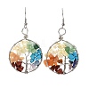 Natural & Synthetic Mixed Gemstone Chips Braided Ring with Tree of Life Dangle Earrings EJEW-JE04878-02-1