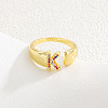 Brass Micro Pave Colorful Cubic Zirconia Cuff Open Rings FS-WG163C1-11-1