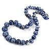 Natural Blue Spot Jasper Rondelle Graduated Beaded Necklaces for Women Men NJEW-K388-02N-1