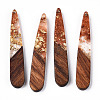 Transparent Resin & Walnut Wood Pendants X-RESI-N039-69D-1