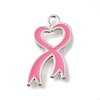 Breast Cancer Pink Awareness Ribbon Theme Alloy Enamel Pendants ENAM-C026-01D-S-1
