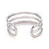 Non-Tarnish 304 Stainless Steel Triple Line Open Cuff Ring for Women RJEW-C025-12P-2