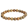 Natural Sandalwood Rond Bead Stretch Braclets for Men Women PW-WG55664-02-5