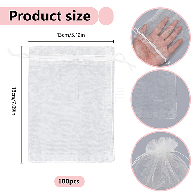 100Pcs Organza Bags Jewellery Storage Pouches Wedding Favour Party Mesh Drawstring Gift OP-SP0001-01B-1