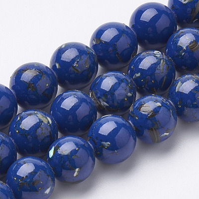 Assembled Synthetic Turquoise and Shell Beads Strands G-S212-12mm-10-1