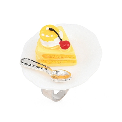 Afternoon Tea Resin & Plastic Adjustable Finger Rings for Women RJEW-K317-01B-1