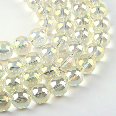 Electroplate Glass Beads Strands X-EGLA-Q062-8mm-A02-1