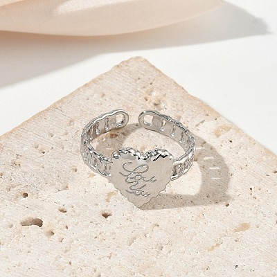 304 Stainless Steel Cuff Open Rings for Women RJEW-L341-05A-P-1
