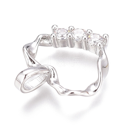 Brass Micro Pave Clear Cubic Zirconia Charms ZIRC-O035-28P-1
