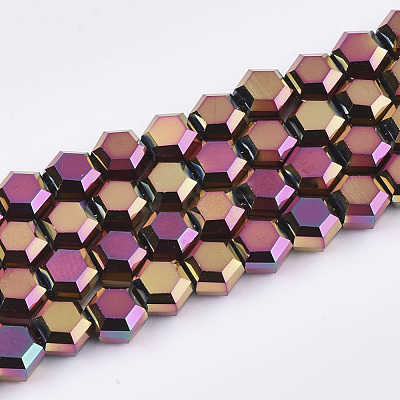 Electroplate Glass Beads Strands EGLA-T018-03-B02-1