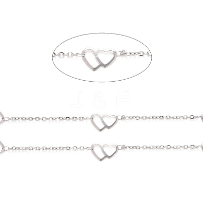 Tarnish Resistant 304 Stainless Steel Heart Link Cable Chains CHS-E006-05P-1