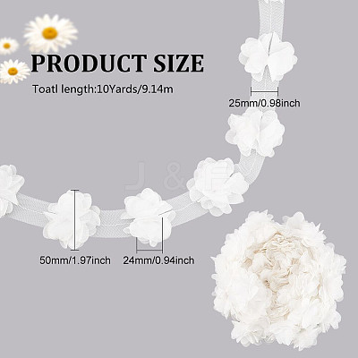 Polyester Chiffon Lace Trim OCOR-WH0007-02-1