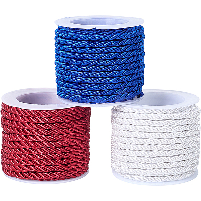 3 Rolls 3 Colors Polyester Cord OCOR-CY0001-25A-1