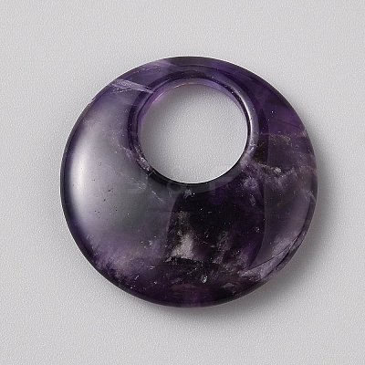 Natural Amethyst China Safety Buckle Pendants G-WH0030-30G-1