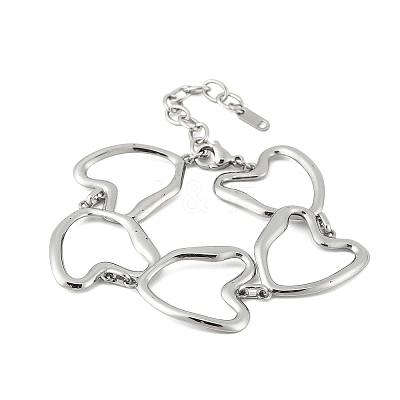 Hollow 304 Stainless Steel Link Chain Bracelets for Women BJEW-P393-02P-1