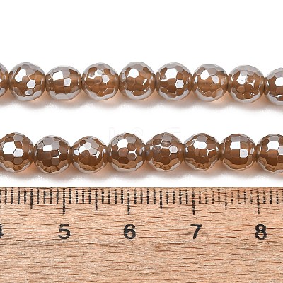 Electroplated Natural Agate Beads Strands G-B191-A07-6mm-17-1