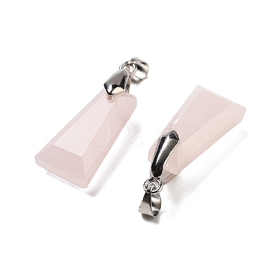 Natural Rose Quartz Faceted Pendants G-F774-02D-1