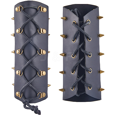 Adjustable PU Leather Cord Bracelet with Wax Cord AJEW-WH0415-24C-1