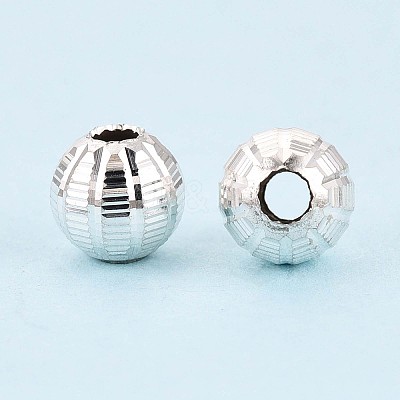 Textured 925 Sterling Silver Beads STER-T008-49S-1
