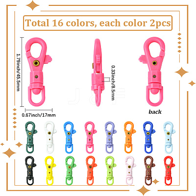 32Pcs 16 Colors POM Plastic Swivel Clasps FIND-SC0017-03-1