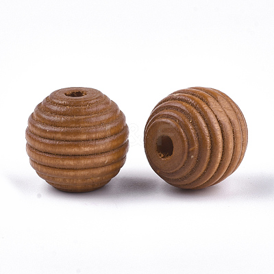 Painted Natural Wood Beehive Beads WOOD-S049-04B-07-1