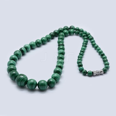 Natural Malachite Graduated Beaded Necklaces NJEW-F218-01A-1
