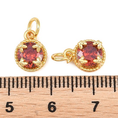 Brass Pave Cubic Zirconia Charms KK-K340-52G-04-1