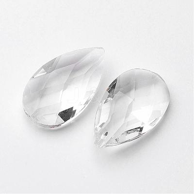 Faceted Teardrop Glass Pendants X-GLAA-R149-01-1