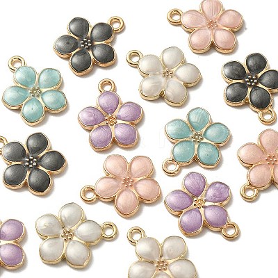 20Pcs 5 Colors Light Gold Plated Alloy Enamel Pendants ENAM-YW0002-93-1