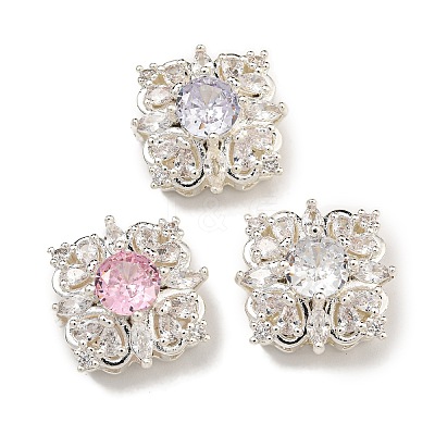 Brass Micro Pave Cubic Zirconia Beads KK-U037-03P-1