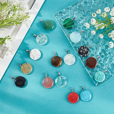 Synthetic Gemstone & K9 Glass Pendants G-PH0001-03-1