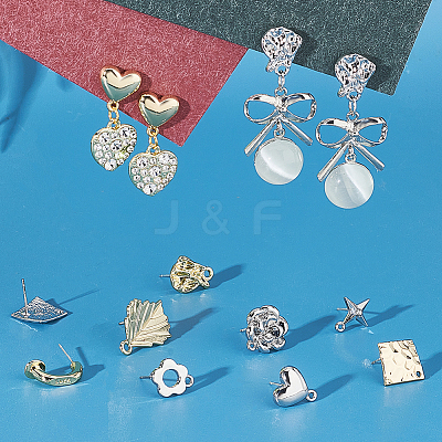 32Pcs 16 Style Alloy Stud Earring Findings FIND-PH0008-35-1