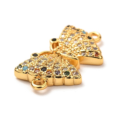 Brass Micro Pave Cubic Zirconia Links Connectors KK-G399-20-1