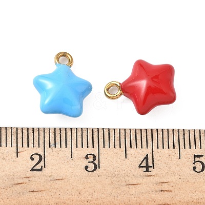 304 Stainless Steel Enamel Star Charms STAS-I346-51G-1