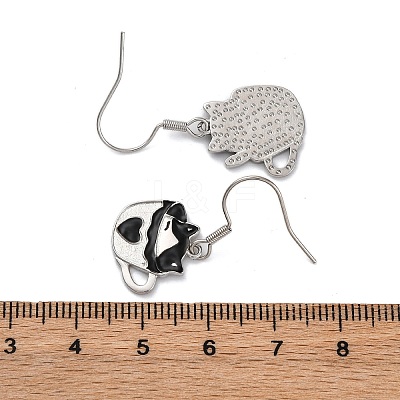 Brass Cat Shape Dangle Earrings EJEW-C130-02P-1