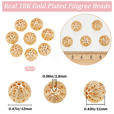 20Pcs Brass Filigree Beads KK-BBC0010-69-1