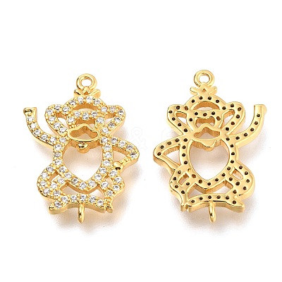 Brass Micro Pave Clear Cubic Zirconia Open Back Bezel Links Connectors ZIRC-J024-13G-1