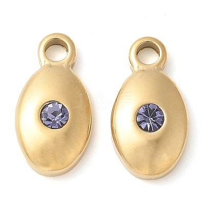 304 Stainless Steel with Rhinestone Charms STAS-Q345-15G-02-1
