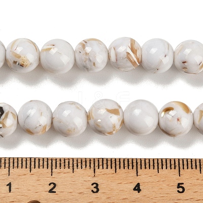 Assembled Synthetic Stone and Trochus Shell Beads Strands G-B128-08C-01-1
