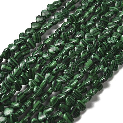 Synthetic Malachite Beads Strands G-P575-C14-6mm-1
