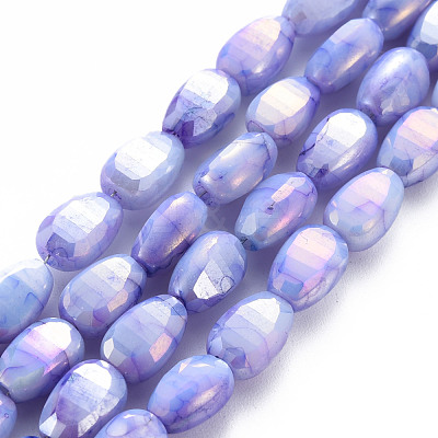 Opaque Baking Paint Crackle Glass Beads Strands EGLA-S174-21C-1
