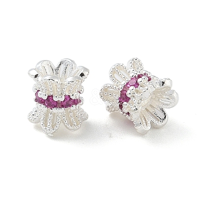 6-Petal Brass Micro Pave Cubic Zirconia Double Sided Bead Caps ZIRC-F141-01S-02-1
