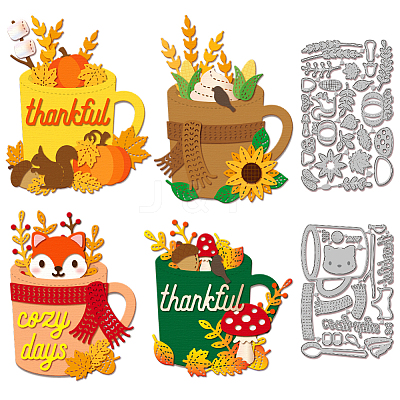 Autumn Theme Cup Carbon Steel Cutting Dies Stencils DIY-WH0309-2172-1