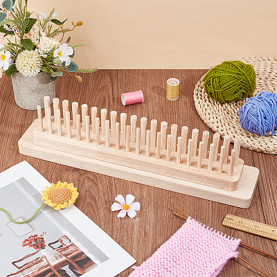 Rectangle Wooden Weaving Loom Kit TOOL-WH0155-192-1
