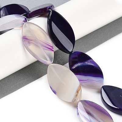 Natural Purple Banded Agate Beads Strands G-C141-A01-01-1