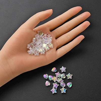 30OPcs 2 Style Eco-Friendly Transparent Acrylic Beads TACR-YW0001-71-1