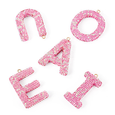 5Pcs 5 Styles Handmade Polymer Clay Rhinestone Big Pendants FIND-BT0001-39D-1