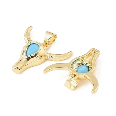 Brass Micro Pave Sky Blue Cubic Zirconia Pendants CU-CBA9CBD-11G-1