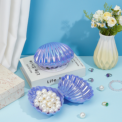Pearlized Plastic Shell Shaped Jewelry Storage Boxes AJEW-WH0695-138B-01-1