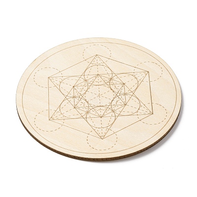 Sacred Geometric Wooden Grid DJEW-F028-01D-1